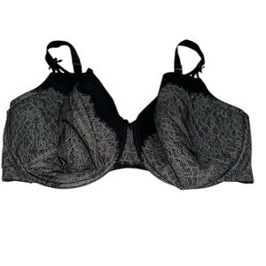 Cacique black underwire lace overlay bra 44g 44dddd